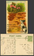Delcampe - Cat Kitten Dog Puppy Comic, When Are You Coming Over My Way? 1913 Old Postcard - Gatos