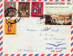 Delcampe - LETTRE. SINGAPOUR. PAR AVION. POUR LA FRANCE - Singapour (1959-...)