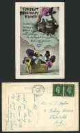 Delcampe - Cats Kittens Fondest Wishes Rose Pansy Flower Pansies Gift Box 1939 Old Postcard - Otros & Sin Clasificación