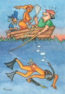 Delcampe - CPSM Illustration - Les 100 Amis De CPC - Pinuche - Drame En Mer - Seins Nus - Pêche Harpon - Humour  L4480 - Sonstige & Ohne Zuordnung