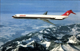 Delcampe - CPA Passagierflugzeug McDonnel Douglas DC 9 81, Swissair - Altri & Non Classificati