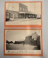 Delcampe - Lot 2 CPA Gosselies - La Gare / Station & Intérieur Quai (Oblitérations 1900 & 1905) - Charleroi