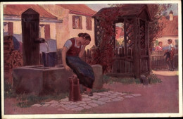Delcampe - Chanson Artiste CPA Hey, Paul, Volksliedkarte Nr 34, Jetzt Geh I Ans Brünnele, Frau Verzweifelt - Sonstige & Ohne Zuordnung