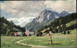 Delcampe - Artiste CPA Splitgerber, Gebirgslandschaft, Ortschaft, Wegkreuz - Sonstige & Ohne Zuordnung