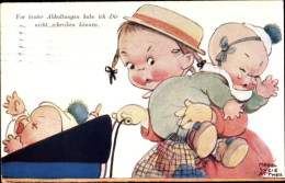 Delcampe - Artiste CPA Attwell, M. L., Mädchen Mit Weinenden Kindern, Kinderwagen - Sonstige & Ohne Zuordnung