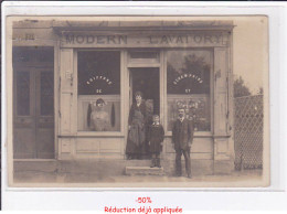 Delcampe - Carte Photo De Commerce : Coiffeur - Modern Lavatory - état - Geschäfte