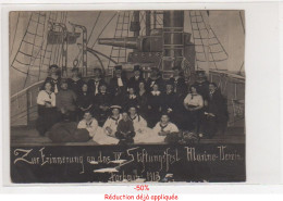Delcampe - FORBACH : Carte Photo D'une Fête (bateau - Marine - Décors) - état (coupée) - Forbach