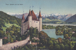 Delcampe - Schweiz Thun Schloss Und Alpenlandschaft Am Thunersee Oblitert #SCC159 - Thun