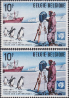 Delcampe - Belgique 1971 COB 1589. Curiosité, Glace Blanche & Grise. Traité Sur L'Antarctique, Instrument De Mesure Sur La Banquise - Onderzoeksprogramma's