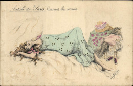 Delcampe - CPA Fantaisie Illustrateur Mille Femme Article De Paris Comment Elles Dorment - Redon