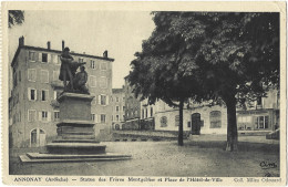 Delcampe - 07 - Annonay - Statue Des Frères Montgolfier Et Place De L'Hôtel-de-Ville - Annonay