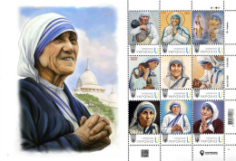 Delcampe - Ukraine 2026, India, Catholic Nun Mother Teresa Of Calcutta, Sheetlet Of 9v - Ukraine