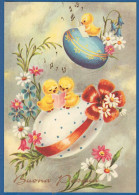 Delcampe - Ostern; Küken Sitzen Auf Bunt Verzierten Ostereiern - Ostern