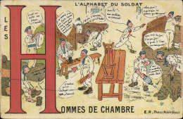 Delcampe - CPA Fantaisie Militaria L'alphabet Du Soldat Hommes De Chambre - Humour