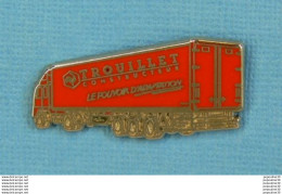 Delcampe - 1 PIN'S //  ** POIDS LOURD TROUILLET / CONSTRUCTEUR / LE POUVOIR D'ADAPTATION ** . (ATC Paris) - Transportes