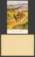 Delcampe - China Village Life In Mongolia Camels Yurts E S Hardy Artist Signed Old Postcard - China