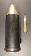 Delcampe - Très Rare Obus Réducteur De 57mm Pour Canon Révolver « Hotchkiss ». Servait à L’entraînement Au Tir Des Canons De Marine - Armes Neutralisées