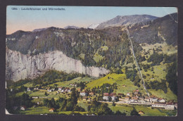 Delcampe - SWITZERLAND, Vintge Postcard, Lauterbrunnen And Mürrenbahn - Lauterbrunnen