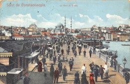 Delcampe - B139 Turkey Salut De Constantinople Pont De Galata Steamboat 1907 Postcard - Türkei