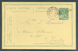Delcampe - E.P. Carte 5c. Emission 1915 Annulé Par La Griffe De ITEGHEM Vers Ixelles + Dc BRUXELLES 14-IX-1919 -. 24790 - Langstempel