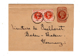 Delcampe - 1898 , 1/2  P. Paire, Very Clear  " JERSEY " On Complete Wrapper To Germany, Very Good Condition,   # 301n - Lettres & Documents
