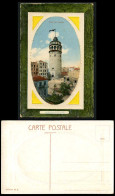 Delcampe - Turkey Constantinople Old Embossed Postcard TOUR DE GALATA Tower With Flag Ruins - Non Classés