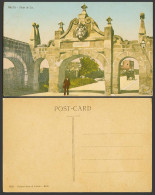 Delcampe - Malta Maltese Old Colour Postcard Fleur De Lis, Street Scene Gate Gates Cart Man - Non Classés