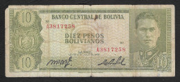 Delcampe - Bolivia - Banconota Circolata Da 10 Pesos Bolivianos P-154a.17 - 1962 #19 - Bolivie