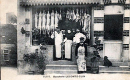 Delcampe - DEPT 72 TUFFÉ BOUCHERIE LECOMTE-CLIN TRÈS BELLE ANIMATION 9X14 REIMPRESSION DE CARTES ANCIENNES - Tuffe