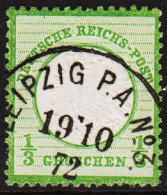 Delcampe - 1872. DEUTSCHE REICHS-POST. Grossem Brustschild 1/3 GROSCHEN LUX LEIPZIG P.A. No. 3 19 10 72. (Michel 17) - JF192644 - Used Stamps