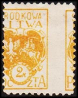 Delcampe - 1921. 2 M. Part Of Two Stamps.  (Michel 22A) - JF192669 - Litauen
