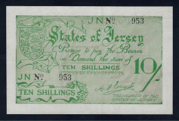 Delcampe - JERSEY 10 Shillings 1941 - 1942 P-5 UNC German Occupation Rare - ENGLAND - Jersey