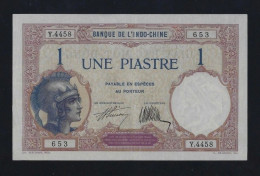 Delcampe - FRENCH INDOCHINA 1 PIASTRE 1927 P-48 AUNC - Indochine