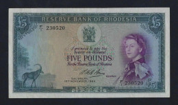 Delcampe - Rhodesia 5 Pounds 10 / 11 / 1964 P-26 XF+++ - Rhodésie