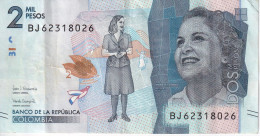 Delcampe - BILLETE DE COLOMBIA DE 2000 PESOS DEL AÑO 2020 EN CALIDAD MBC (VF) (BANK NOTE) - Colombie