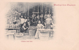 Delcampe - Greetings From Singapore - Chinese Fruit Stall - Singapour Carte Précurseur Pionnière Postcard Precursor Pc - Singapur
