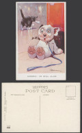 Delcampe - BONZO Dog G.E. Studdy Old Postcard Cheerio I'm Still Alive Black Cat Kitten 1259 - Non Classés