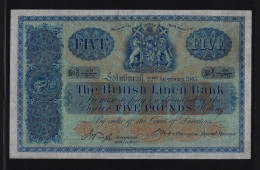 Delcampe - SCOTLAND BRITISH LINEN BANK 5 POUNDS 1943 P-158 AUNC RARE Great Britain UK - 5 Pounds