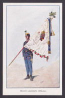 Delcampe - Hungary, Vintage Postcard, National Guard, Standard Bearer In 1896 - Regimente