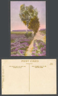 Delcampe - White Birch Trees Heather Flowers Countryside Road Art Artist Drawn Old Postcard - Non Classés