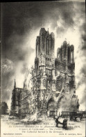 Delcampe - CPA Guerre Europeenne Le Reims La Cathedrale Incendiee Par Les Allemands Militaria - Reims