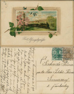 Delcampe - Ansichtskarte  Dampflokomotive Lindenzweig 3D Effekt Pfingsten Pentecost 1907 - Pfingsten