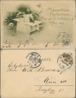 Delcampe - Ansichtskarte  Männertreue, Kartenhaus Nur Ein Windstoss Alles Aus! 1899 - Paare