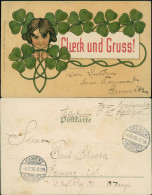 Delcampe - Künstlerkarte JUGENDSTIL Art Nouveau Glücksklee Und Junge Glück 1906 - 1900-1949