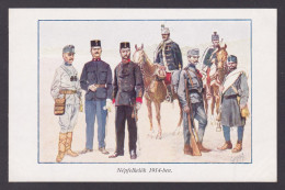 Delcampe - Hungary, Vintage Postcard, Military Uniform In 1914 - Regimente