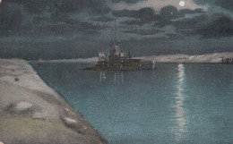 Delcampe - CPA ÉGYPTE - Canal De Suez : Effet De Nuit - Drague En Activité - Couleur - Sues