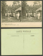 Delcampe - Indonesia DEI Stereo View Old Postcard Return From Wild Boar Hunt Natives L.L.16 - Indonesien