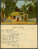 Delcampe - Bahamas Old Colour Postcard Nassau Bahamas, Grants Town, Native Hut House, Woman - Bahamas