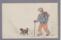 Delcampe - CPA Carte Faite à La Main Avec Des Timbres Découpés Original Non Circulée Chien - Sellos (representaciones)