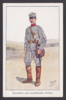 Delcampe - Hungary, Vintage Postcard, Artilleryman In Summer Marching Uniform In 1914 - Regimente